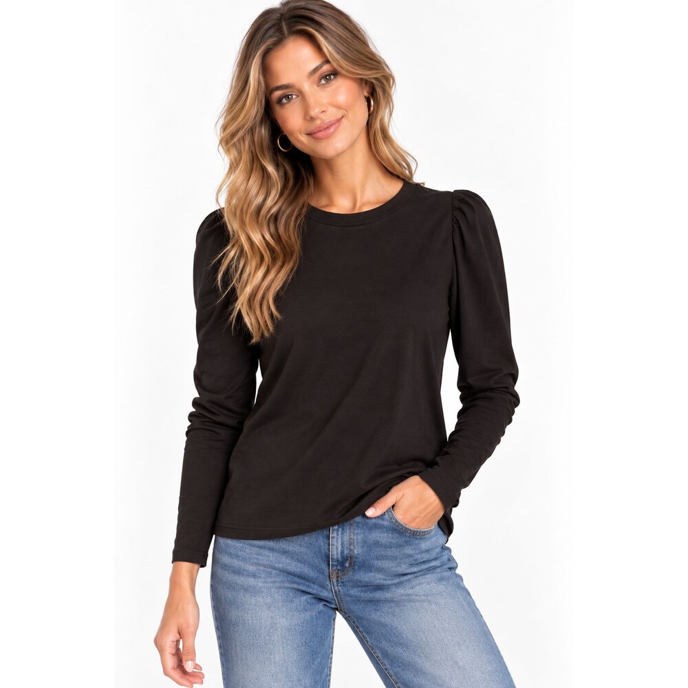 Marine Layer Top Size Small Black Long Sleeve Organic Cotton Blend Shirt Soft